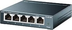 TP-Link TL-SG105, 5 Port Gigabit Unmanaged Ethernet Switch, Network Hub, Ethernet Splitter, Plug & Play, Fanless Metal Design, Shielded Ports, Traffic Optimization