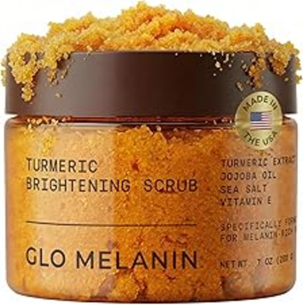 GLO Melanin Turmeric Scrub for Dark Spots, Brightening Inner Thighs Bikini Area Underarms, Natural Exfoliating Face