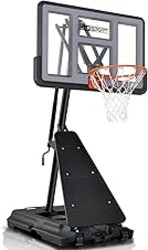 AWII SPORT Basketball Hoop Outdoor 40&44&48 Inch Impact Backboard, 5.3-10FT Height Adjustable Basketball Hoop Goal System with Portable Wheels for Adults