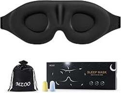 MZOO Luxury Sleep Eye Mask for Side Sleeper Men Women, Zero Eye Pressure 3D Sleeping Mask, Light Blocking Patented Design Night Blindfold, Soft Eye Shade Cover for Travel, Black