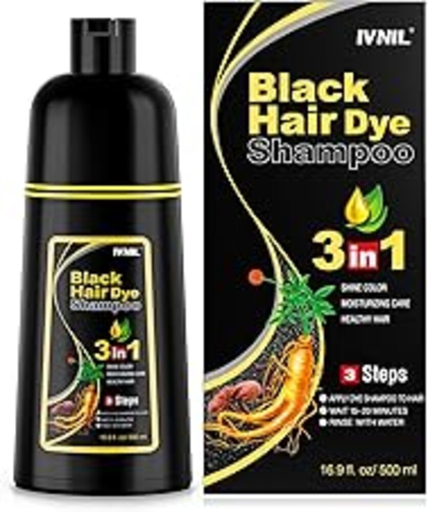 Ivnil Black Hair Dye Shampoo 3 in 1 Semi Permanent Hair Color Shampoo for Women & Men for Gray Hair Coverage, Natural Herbal Ingredients shampoo para pintar el cabello