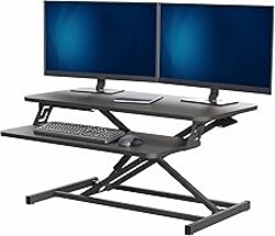 VIVO Height Adjustable 32 inch Stand Up Desk Converter, Quick Sit to Stand Tabletop Dual Monitor Riser Workstation, Black, DESK-V000S