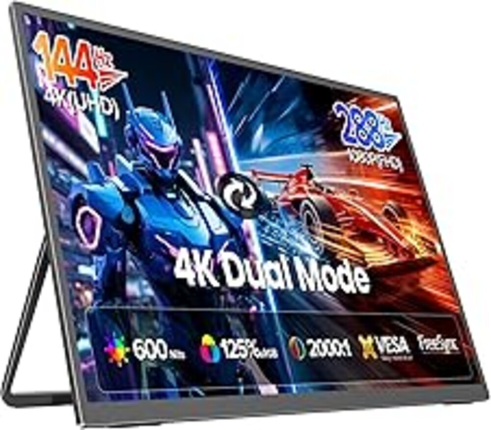 UPERFECT Portable Monitor 27”, Dual Mode 4K UHD 144Hz/FHD 288Hz Gaming Monitor, 0.1ms FreeSync, 600 Nits, 125% sRGB, USB-C & HDMI 2.1 & DP 1.4, Large Second Screen for Laptop, Computer, Game Consoles