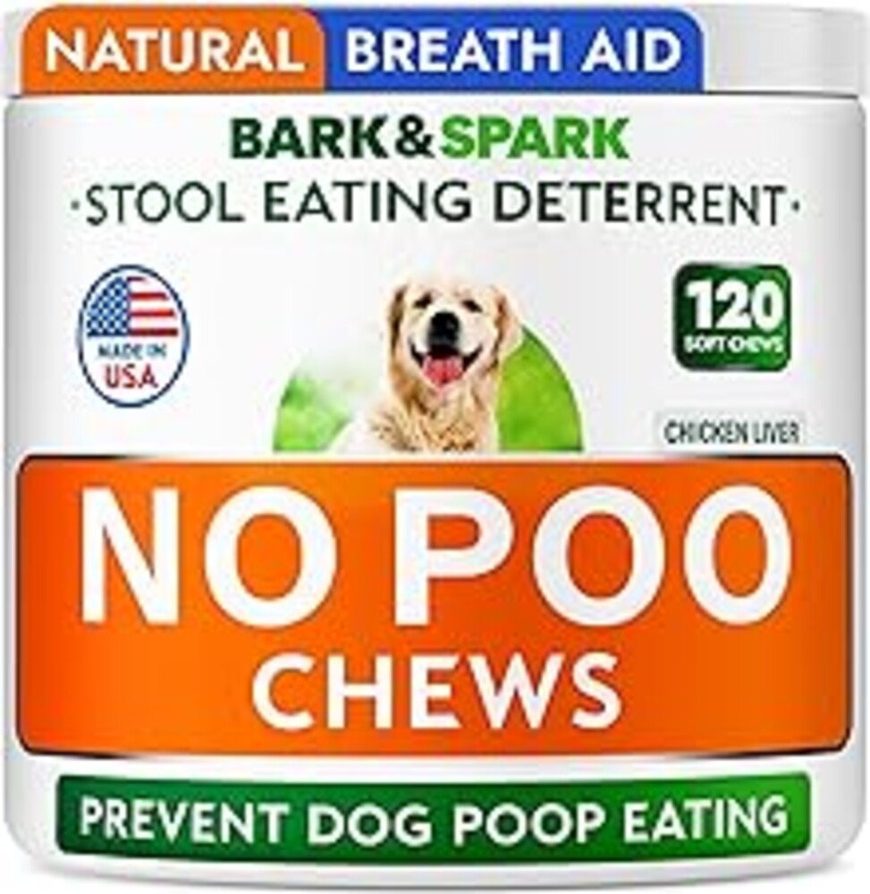 BARK&SPARK No Poo Chews for Dogs - Coprophagia & Stool Eating Deterrent with Probiotics, Digestive Enzymes & Breath Aid Support - Stop Dog Poop Eating
