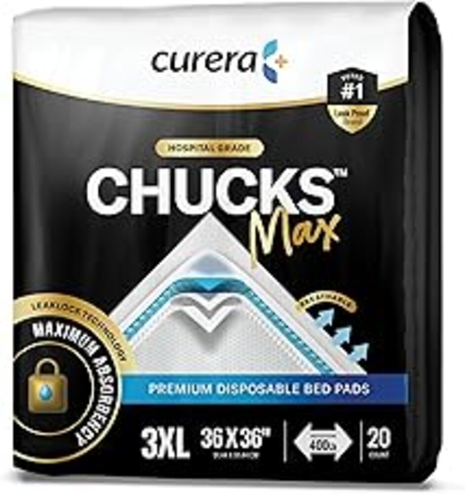 Chucks® MAX Hospital Bed Pads Disposable Adult 36 x 36 Breathable Incontinence Pads - XXX-Large Pee Pads for Adults - Heavy Duty 10X Absorbency Underpads - 400 Lbs. Patient Repositioning [20 Count]