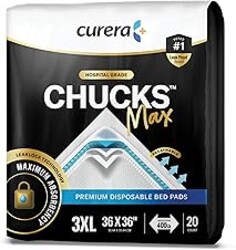 Chucks® MAX Hospital Bed Pads Disposable Adult 36 x 36 Breathable Incontinence Pads - XXX-Large Pee Pads for Adults - Heavy Duty 10X Absorbency Underpads - 400 Lbs. Patient Repositioning [20 Count]