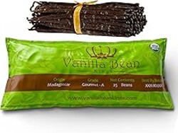 25 Organic Madagascar Vanilla Beans - Whole Grade A Vanilla Pods for Vanilla Extract and Baking