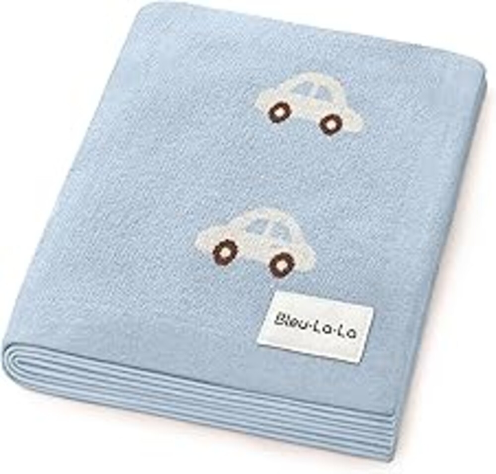 Bleu La La Baby Blanket for Boys 100% Cotton Buttery Soft Cozy Receiving Swaddle Stroller Blanket for Shower Gift Registry for Newborns, Infants, Toddlers (Cars - Baby Blue)