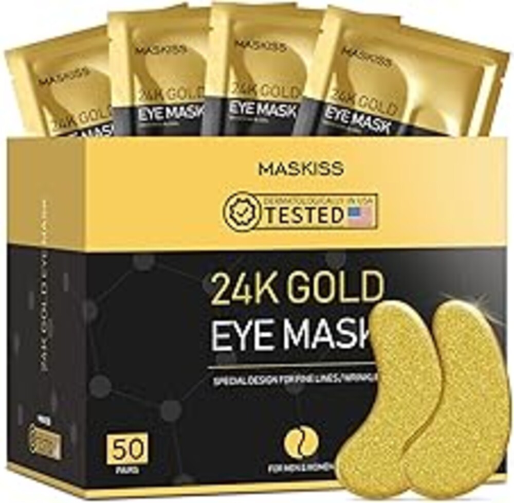 Maskiss 24k Gold Under Eye Patches (50 Pairs), eye mask, Collagen Skin Care Products, Eye Patches for Puffy Eyes, eye masks for dark circles and puffiness