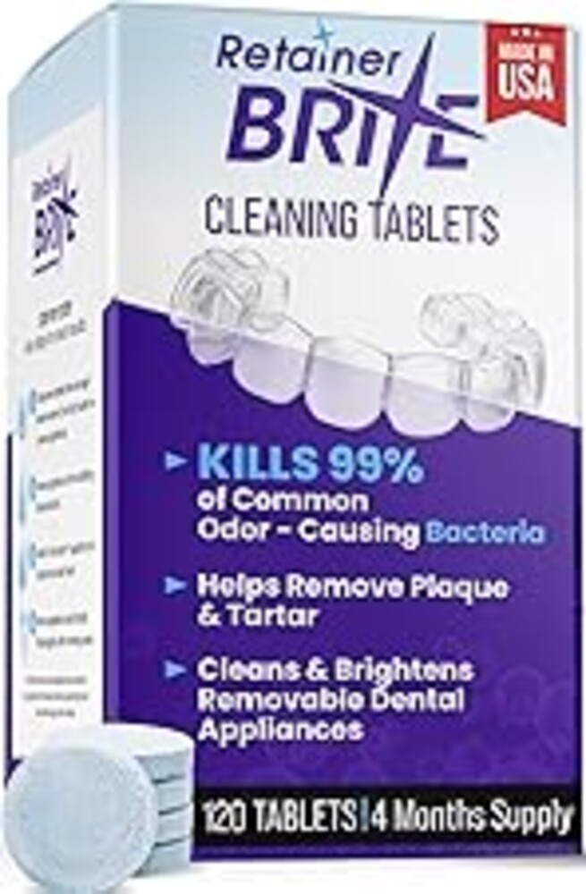 Retainer Brite - Retainer Cleaner Tablets for Invisalign, Mouth Guard Cleaner, Night Guard Cleaning and More. Cleaning Tablets for Ultrasonic Cleaners. 120 Tablets - 4 Month Supply. Made in USA