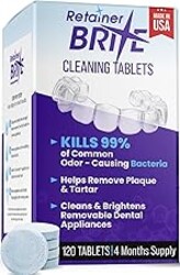 Retainer Brite - Retainer Cleaner Tablets for Invisalign, Mouth Guard Cleaner, Night Guard Cleaning and More. Cleaning Tablets for Ultrasonic Cleaners. 120 Tablets - 4 Month Supply. Made in USA