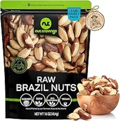 NUT CRAVINGS - Raw Brazil Nuts, Unsalted, No Shell, Whole, (16oz - 1 LB) Packed Fresh in Resealable Bag - Kosher Healthy Snack, Food Assortments