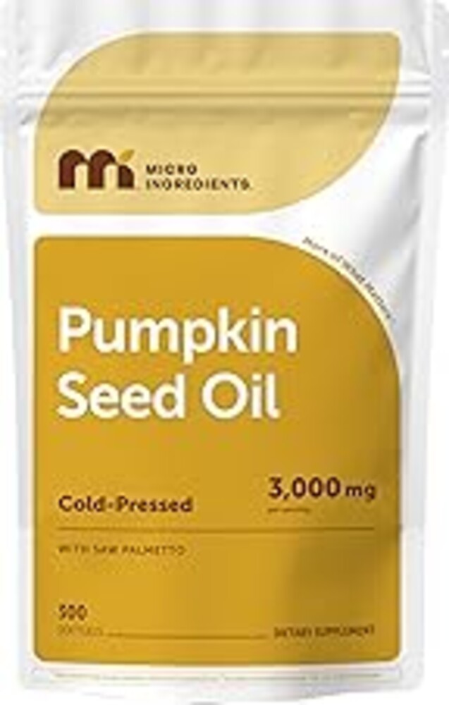 Micro Ingredients Pumpkin Seed Oil with Saw Palmetto,300 Softgels | Cold Pressed, Pure Virgin Oil, Essential Fatty Acids, & Phytosterols | Non-GMO
