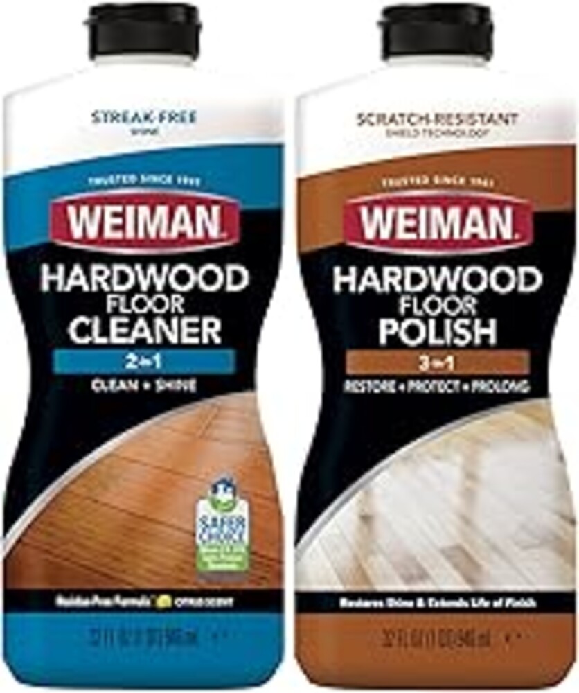 Weiman Hardwood Floor Cleaner and Polish Restorer Combo - 2 Pack - High-Traffic Hardwood Floor, Natural Shine, Removes Scratches, Leaves Protective Layer