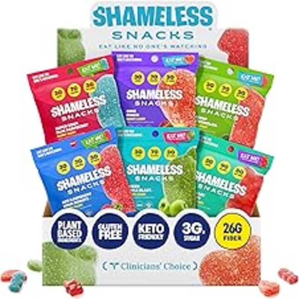 Shameless Snacks - Healthy Low Calorie Snacks, Low Carb Keto Gummies (Gluten Free Candy) - 6 Pack Super Variety Pack