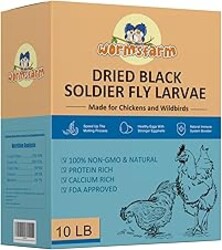 WormsFarm 10lb Dried Black Soldier Fly Larvae Treat for Chickens More Calcium Than Mealworms,for Laying Hen,Wild Birds(10 Pound)