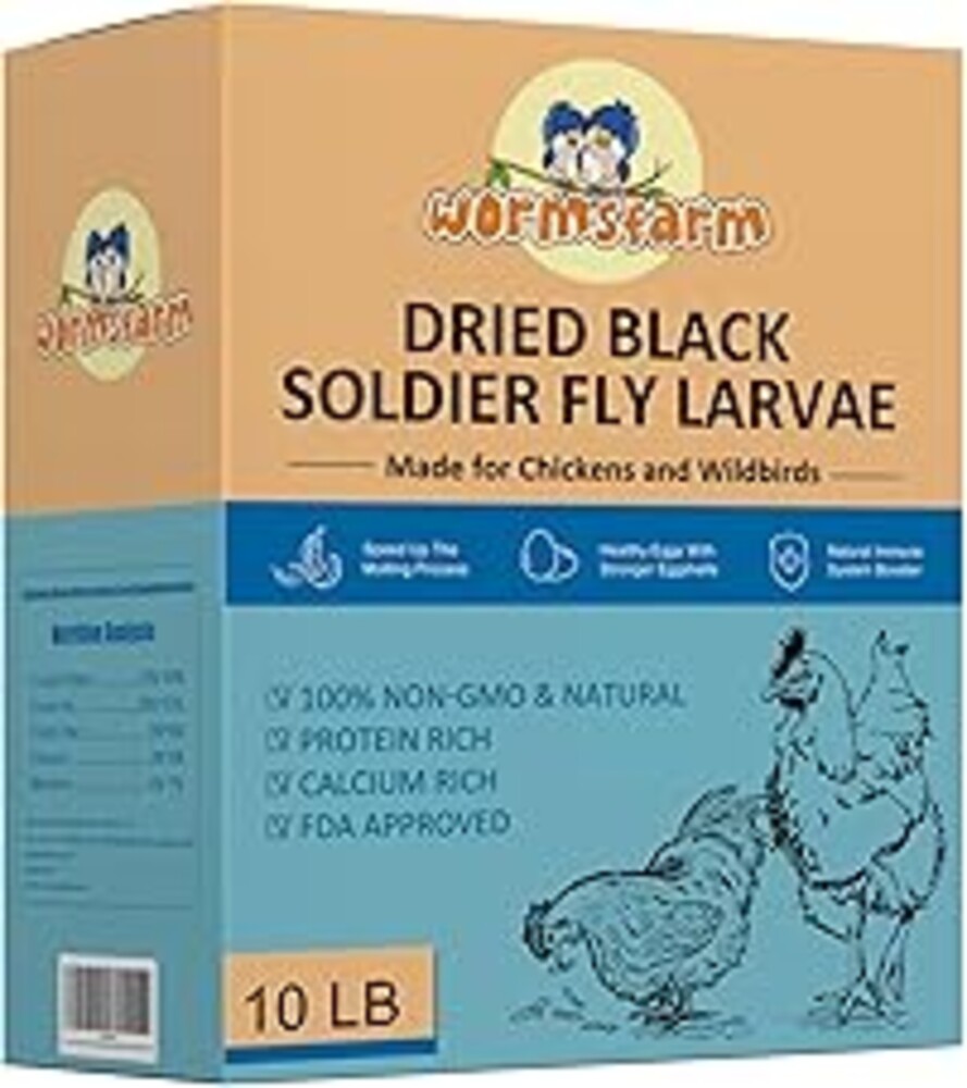 WormsFarm 10lb Dried Black Soldier Fly Larvae Treat for Chickens More Calcium Than Mealworms,for Laying Hen,Wild Birds(10 Pound)