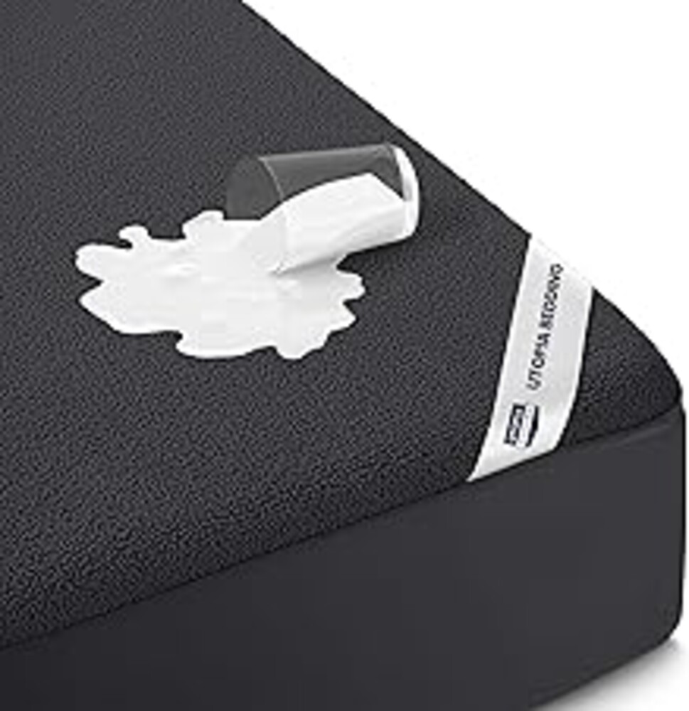 Full Size Mattress Protector Waterproof, Premium 200 GSM Terry Mattress Cover, Soft & Breathable Bed Cover, Fitted Sheet Style Stretchable Deep Pockets 15" by Utopia Bedding (Black)