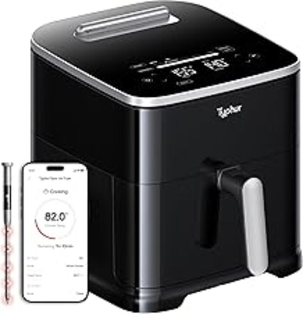 Typhur Sync 8QT AI Smart Air Fryer with Built-in Wireless Meat Thermometer, 9-in-1 XL Non Toxic Ceramic Airfryer, 450°F Max, Cooks 6lb Whole Chicken, Quiet & Dishwasher Safe, 120V