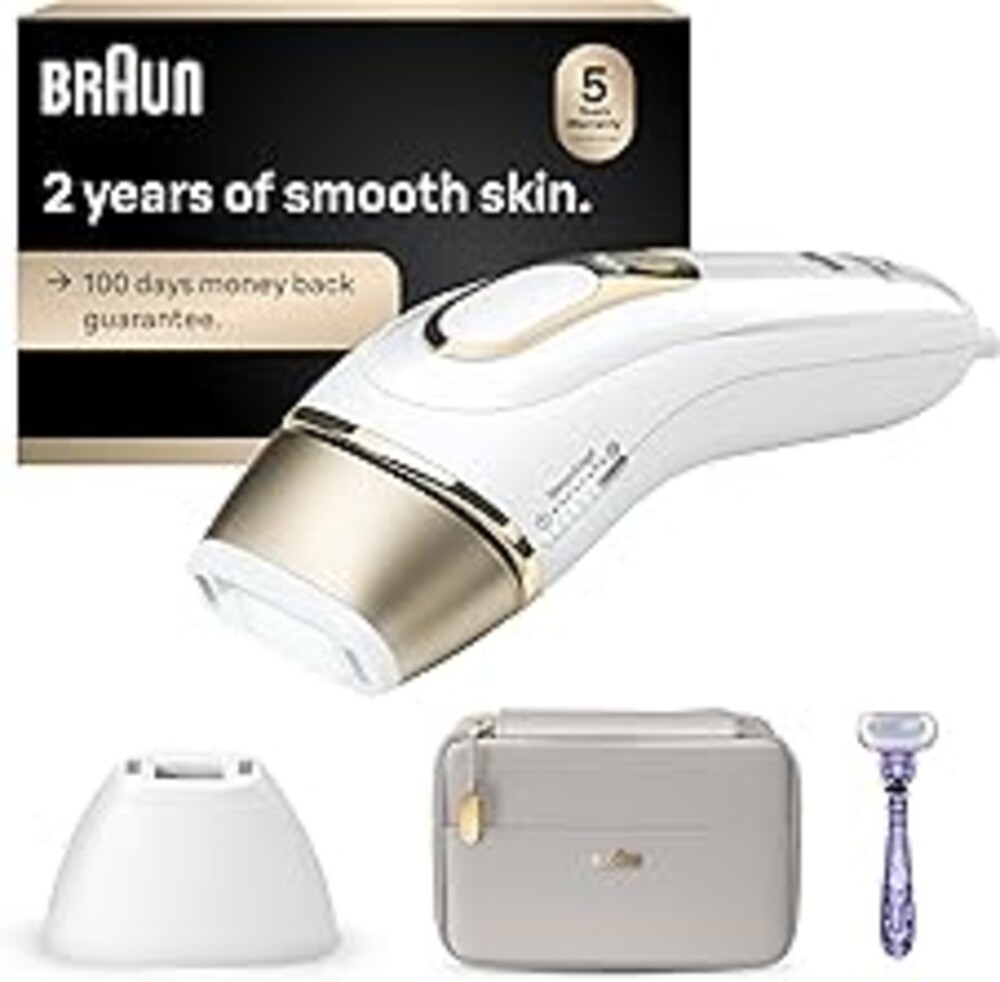 Braun IPL, Silk·Expert Pro 5, IPL Hair Removal for Women and Men, Permanent Laser Hair Reduction At-Home, 2 Heads, Pouch, Venus Razor, IPL5157