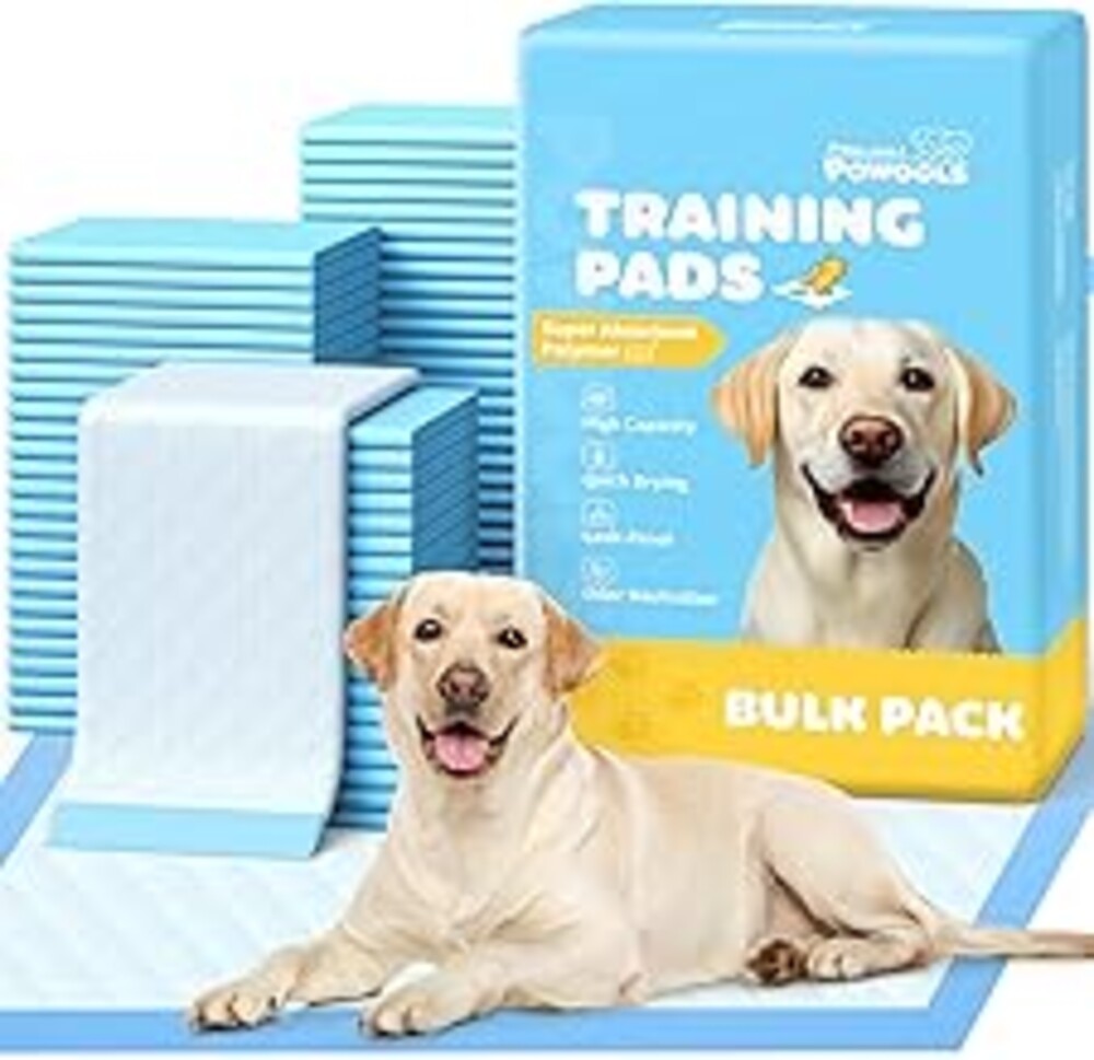 Powools 100-Pack X-Large Puppy Pads - 34'' x 28'' Pee Pads for Dogs Potty Training with Leak-Proof Quick-Dry Design, 6-Layer Wee Wee Pads for Dogs, Blue