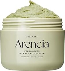 Arencia Korean Rice Mochi Face Cleanser - Face Wash, Gentle Scrub All in One for Deep Cleansing, Moisturizing, Pore Minimizing, Acne-Prone Skin, Removing Blackhead with Rice Water & Green Tea
