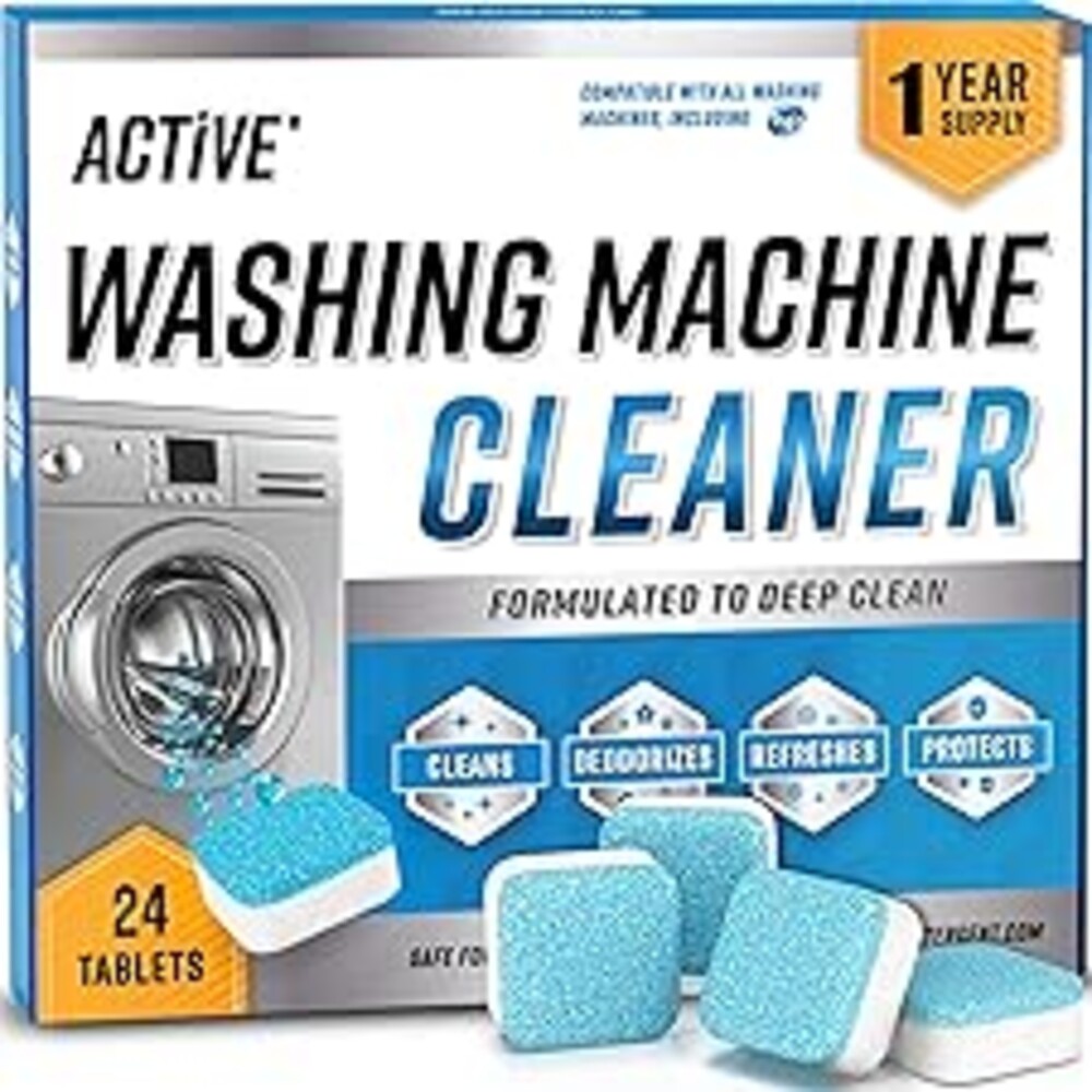 Washing Machine Cleaner Descaler 24 Pack - Deep Cleaning Tablets For HE Front Loader & Top Load Washer, Septic Safe Eco-Friendly Deodorizer, Clean Inside Drum and Laundry Tub Seal - 12 Month Supply