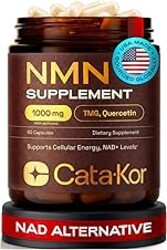 Cata-Kor NMN Supplement – 1000mg Per Serving NAD Resveratrol Supplement with Quercetin | TMG – NMNH Alternative – Supports Cellular Energy & NAD+ Level – 60 Capsules – Third-Party Tested (1 Pack)