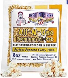 8oz Popcorn Machine Popcorn Packets - All-in-One Movie Theater Style Popcorn Kernels, Salt, and Oil Packs by Great Northern Popcorn (24 Case)