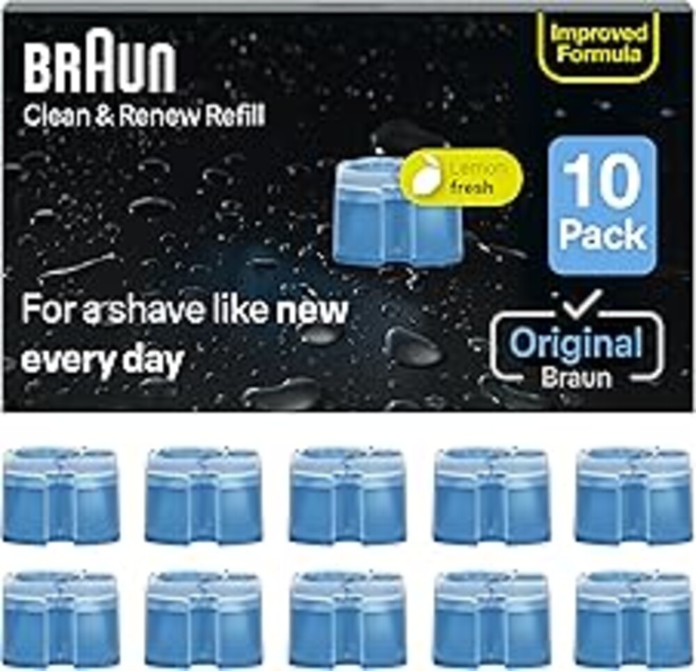 Braun Clean & Renew Refill Cartridges CCR, Replacement Shaver Cleaner Liquid Solution for Clean&Charge System, Pack of 10