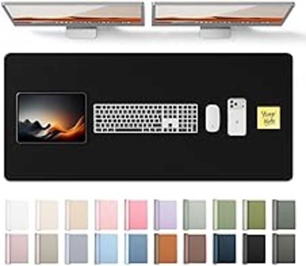 YSAGi Leather Desk Protector, Office Mat, Large Mouse Mat, Non-Slip PU Leather Blotter, Laptop Pad, Waterproof Writing Pad for Office and Home (Black, 47" x 17")
