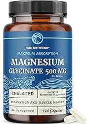 Magnesium Glycinate 500mg | High Absorption | Sleep, Muscle, Bone, Heart Health & Relaxation Support for Women & Men | Chelated Mag Glycinate | Magnesium Supplement | Vegan & Non-GMO | 120 Capsules