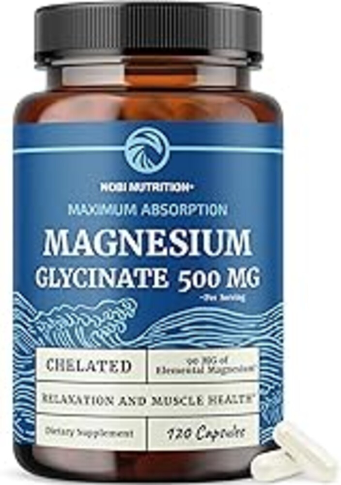 Magnesium Glycinate 500mg | High Absorption | Sleep, Muscle, Bone, Heart Health & Relaxation Support for Women & Men | Chelated Mag Glycinate | Magnesium Supplement | Vegan & Non-GMO | 120 Capsules