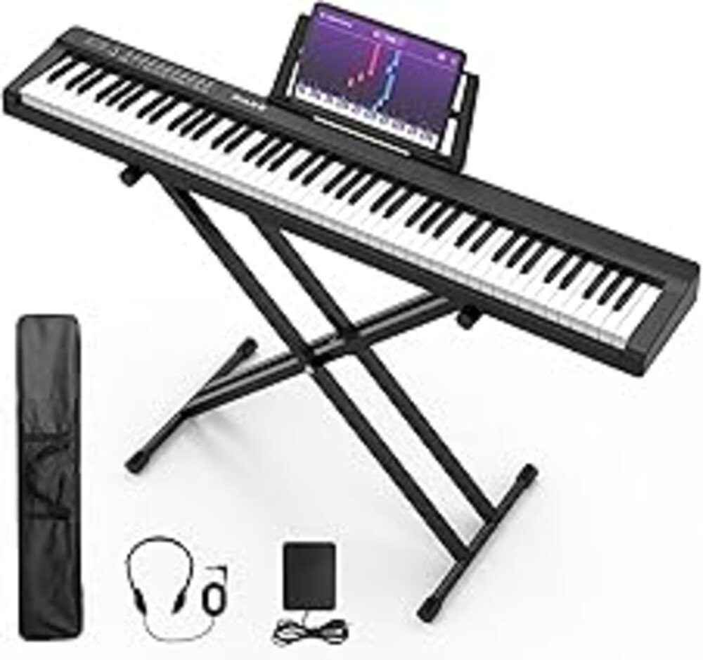 Digital Piano 88 Key Full Size Semi Weighted Electronic Keyboard Piano Set with Stand,Built-In Speakers,Electric Piano Keyboard with Sustain Pedal,Bluetooth,MIDI/USB/MP3 for Beginners Adults/81x