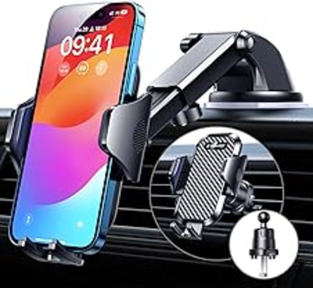 VANMASS Car Dashboard Phone Holder Universal Powerful Suction Cup Mount, Dash Windshield Air Vent Truck Stand Compatible with All Phones Black