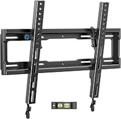 Pipishell Tilt TV Wall Mount Bracket Low Profile for Most 23-55 Inch LED LCD OLED 4K Flat Curved TVs up to 99lbs Max VESA 400x400mm, 8° Tilting for Anti-Glaring, Fits 8-16 inch Wood Stud
