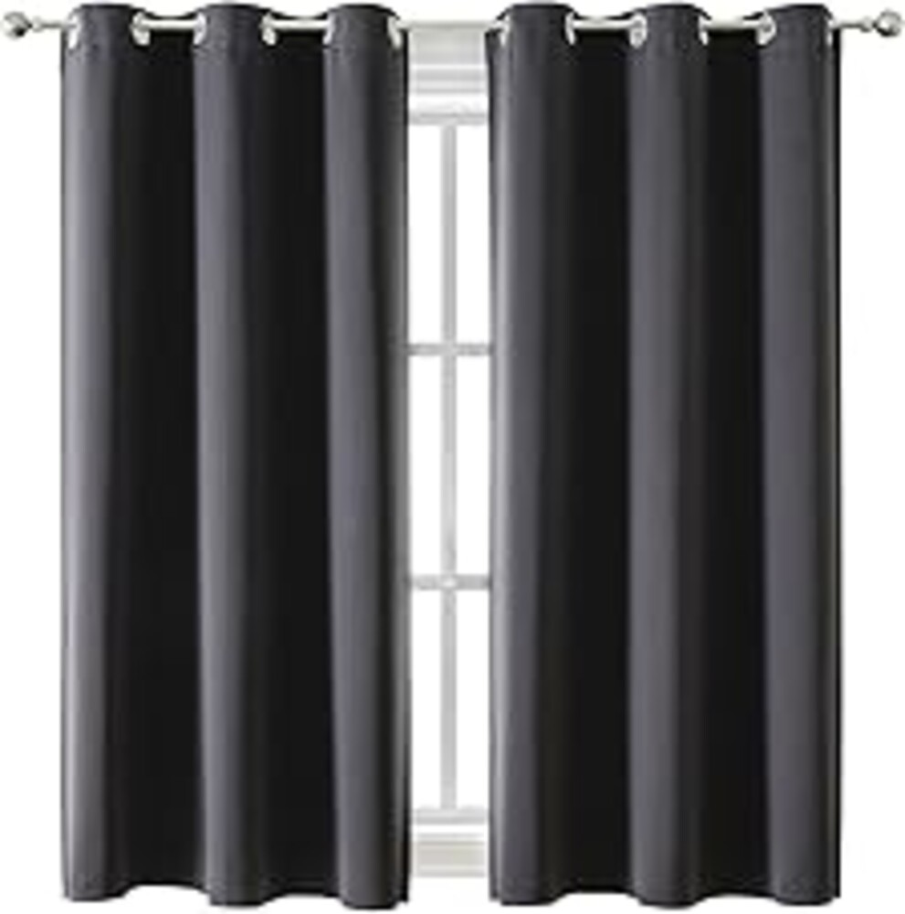 ChrisDowa Grommet Blackout Curtains for Bedroom and Living Room - 2 Panels Set Thermal Insulated Room Darkening Curtains (Dark Grey, 42 x 63 Inch)
