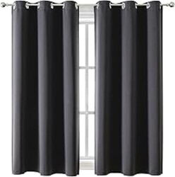 ChrisDowa Grommet Blackout Curtains for Bedroom and Living Room - 2 Panels Set Thermal Insulated Room Darkening Curtains (Dark Grey, 42 x 63 Inch)