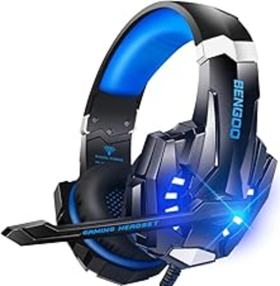 BENGOO G9000 Stereo Gaming Headset for PS4 PC Xbox One PS5 Controller, Noise Cancelling Over Ear Headphones with Mic, LED Light, 7.1 Surround Sound, Soft Memory Earmuffs for Nintendo Xbox Series X|S