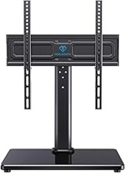 PERLESMITH Universal Swivel TV Stand for 24-60 inch TVs up to 99 lbs, 12 Height Adjustable Table Top TV Stand, TV Base Stand with Tempered Glass Base, Max VESA 400x400mm, PSTVS33