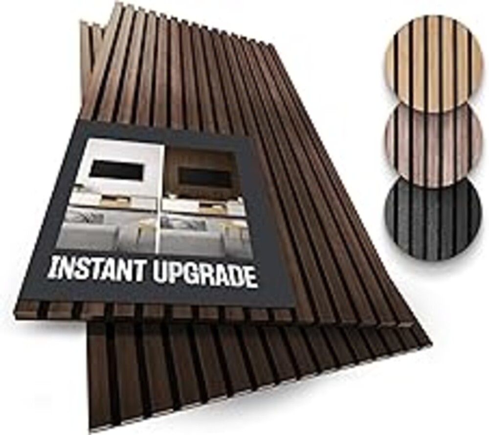 2-Pack Wood Panels for Wall - Acoustic Wood Slat Wall Panels, Soundproof Wooden Paneling for Interior Decor