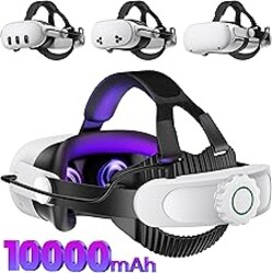 Battery Head Strap Compatible with Oculus Meta Quest 3S/3/2,10000mAh Battery VR Headset Strap Enhanced Support and Comfort, Adjustable Elite Strap Replacement- MV1001