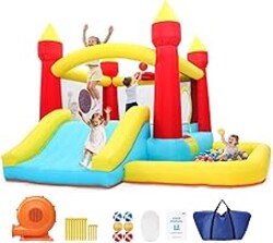 Bounce House with Blower & Slide, (10FT X 10FT X 7FT) Kids Bouncy Castle for Indoor/Outdoor Play, Birthday Parties, Backyard Fun Inflatable Bounce House for Kids 3-6, Jump House for Toddlers