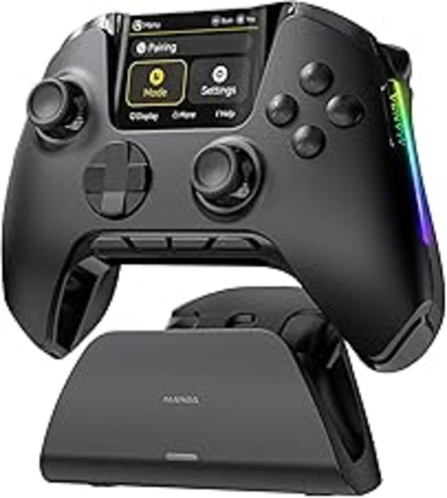 ManbaOne Interactive Screen Wireless Gaming Controller for PC/Switch/Switch 2/iOS/Android,Hall Effect Stick & Trigger,RGB Lighting,Remappable Buttons,1800mAh with Charging Dock (Black)