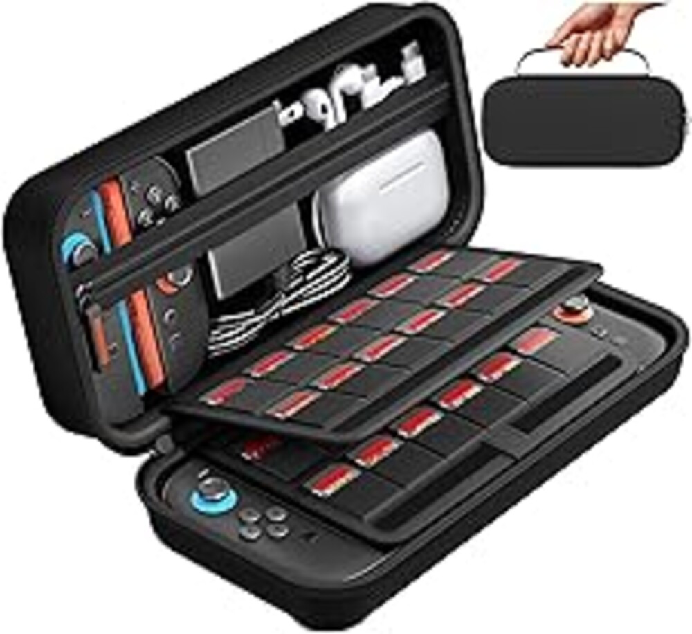 daydayup Switch Carrying Case Compatible with Nintendo Switch 2, with 24 Games Cartridges Protective Hard Shell Travel Carrying Pouch for Console & Accessories Playstation Vita Case