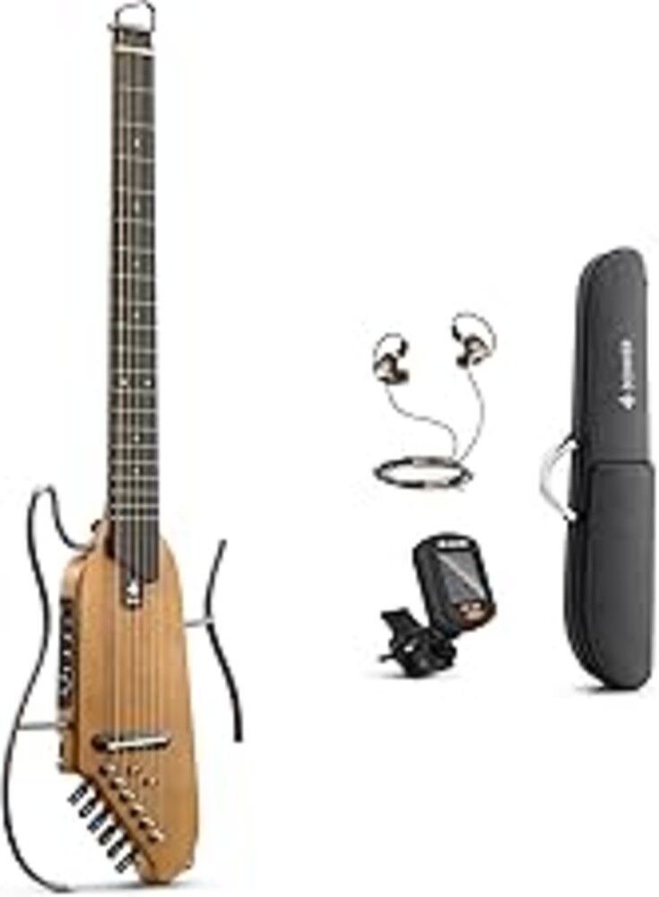 Donner HUSH I Guitar For Travel - Portable Ultra-Light and Quiet Performance Headless Acoustic-Electric Guitar, Maple Body with Removable Frames, Gig Bag, and Accessories