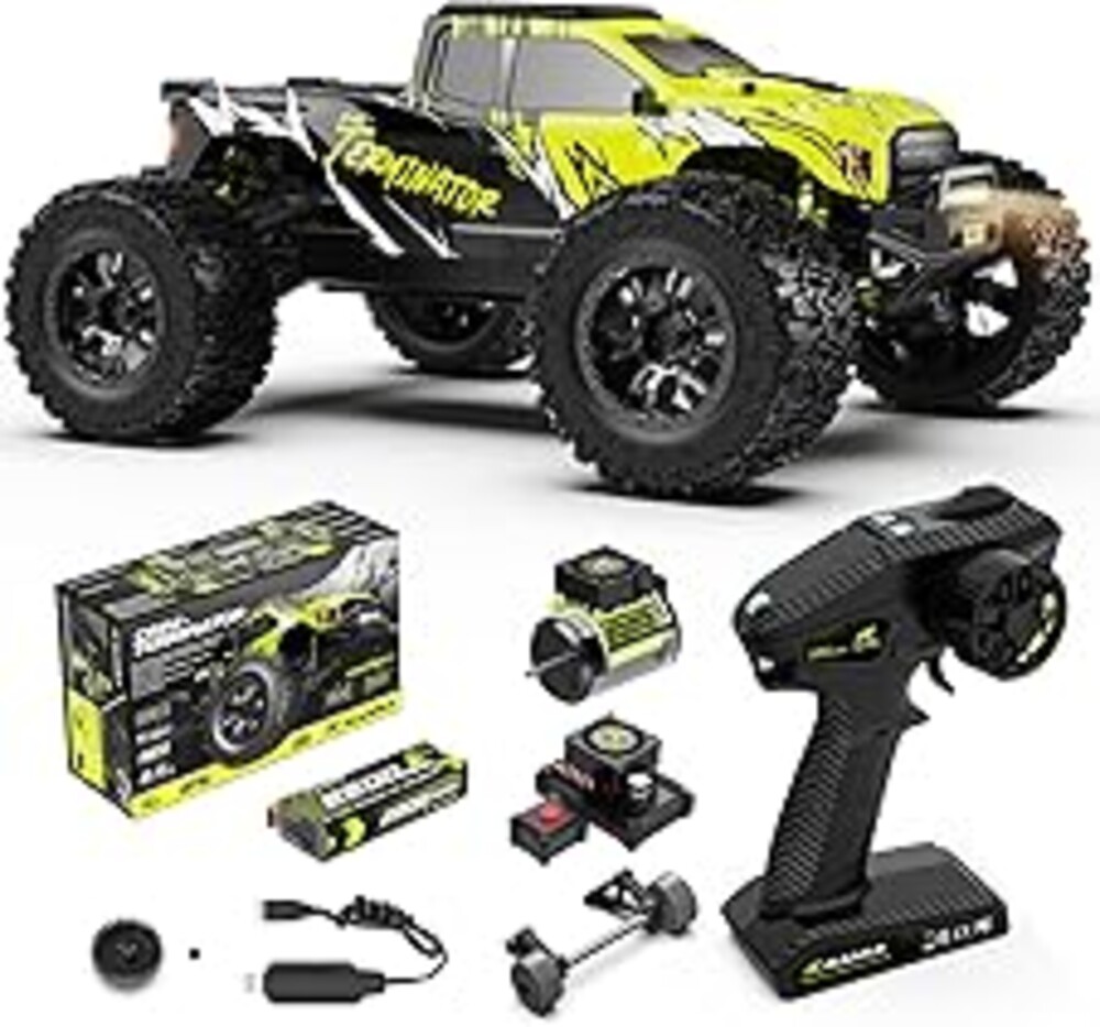 AMORIL 1/10 RTR Brushless Fast RC Cars for Adults,Max 50mph Hobby Electric Off-Road Monster Truck,Waterproof High Speed RC Car 4WD Remote Control Car with 3S Lipo,Green