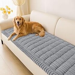 hyha Couch Covers for Dogs Washable, Non Slip Plush Dog Sofa Protectors, Fuzzy Pet Couch Covers for 3 Cushion Sofa Pet Friendly (Grey, 27.6" x 59")