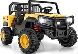 ANPABO 2 Seater Licensed Caterpillar Ride On Dump Truck, 24V Ride On Toys with 4×100W Motors, Up to 5Mph, Parent Remote, Shock Absorbers, Dump Bed and Shovel, Electric Car for Kids