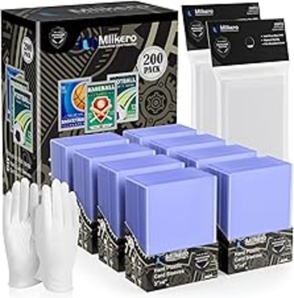 400 Card Sleeves Top Loaders for Cards, 3"X4" Toploaders for Cards, Premium Baseball Card Protectors Hard Plastic for Sports and Game Cards (200 Top Loaders + 200 Clear Sleeves)